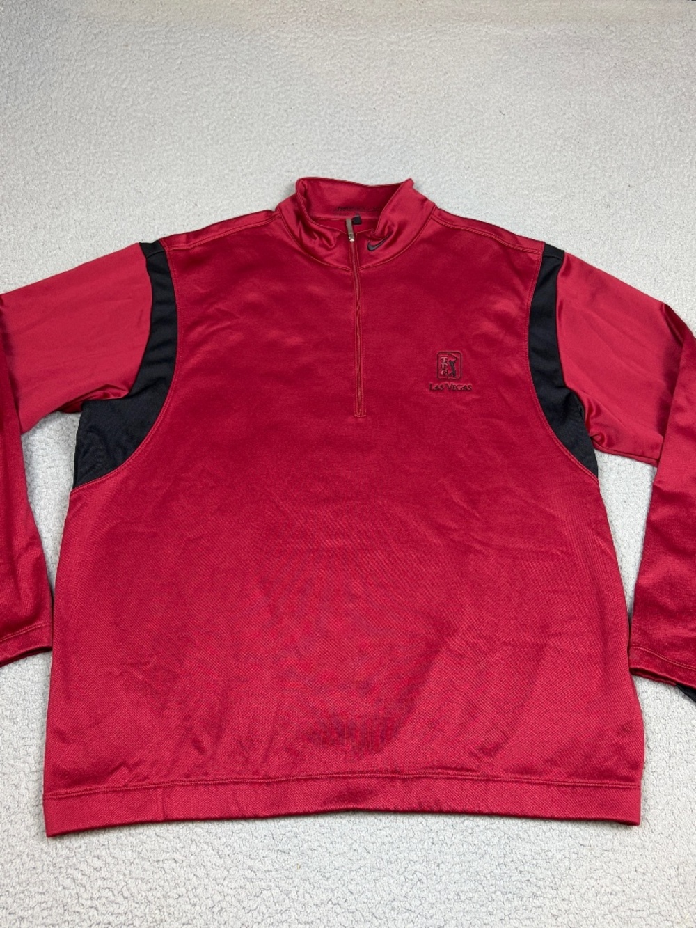 Nike Golf 1/4 Zip Pullover Mens Size Large Red Therma-Fit TPC Las Vegas